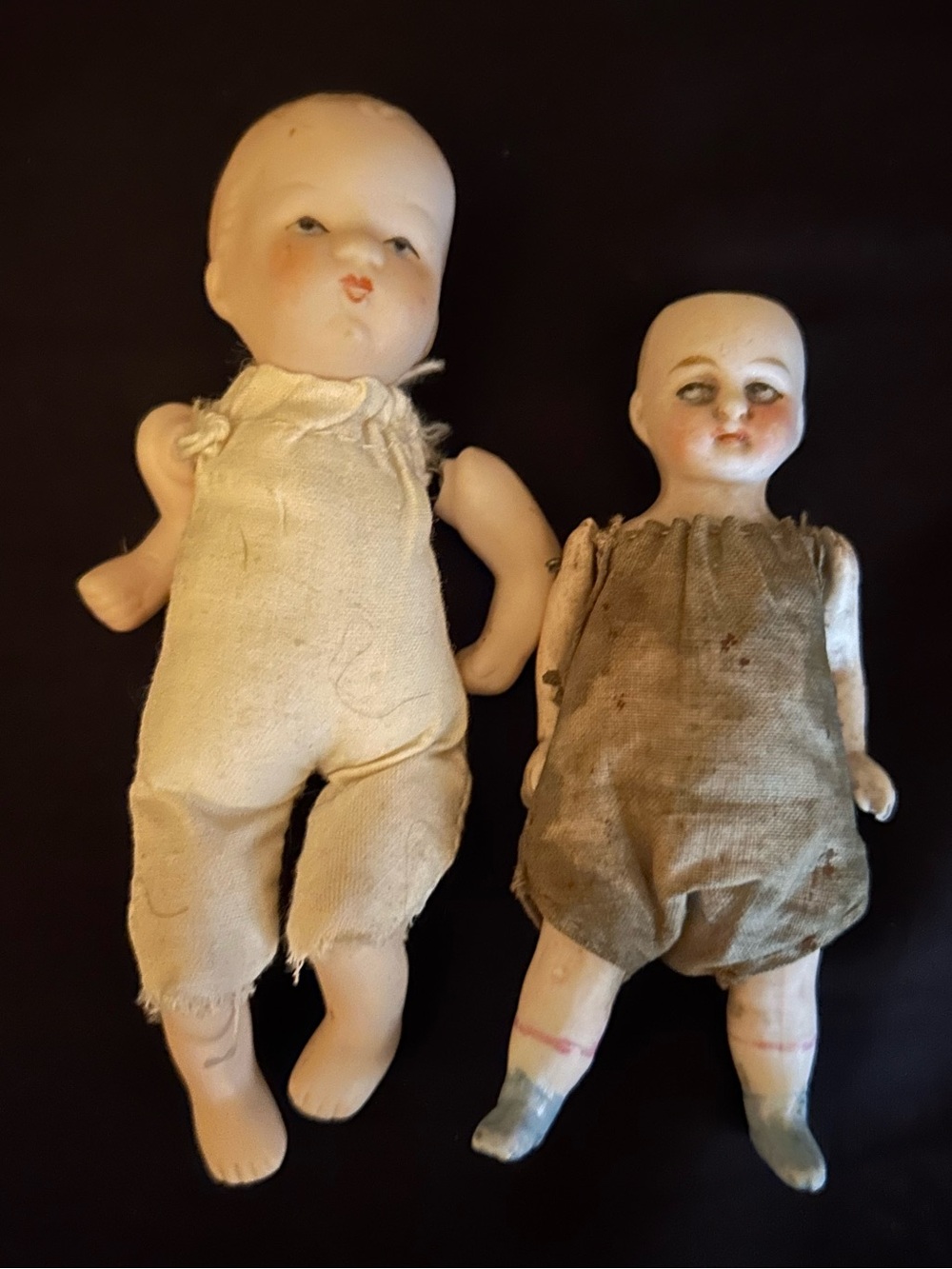 Wire Jointed Bisque Baby Dolls, 2 1/2” 4” Vintage